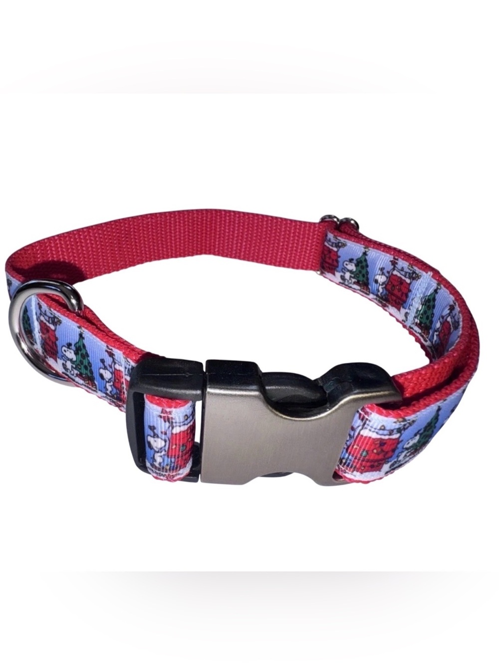 Dog Collar Peanuts Snoopy Christmas Large Handmade Heavy Duty W/Buckle NEW